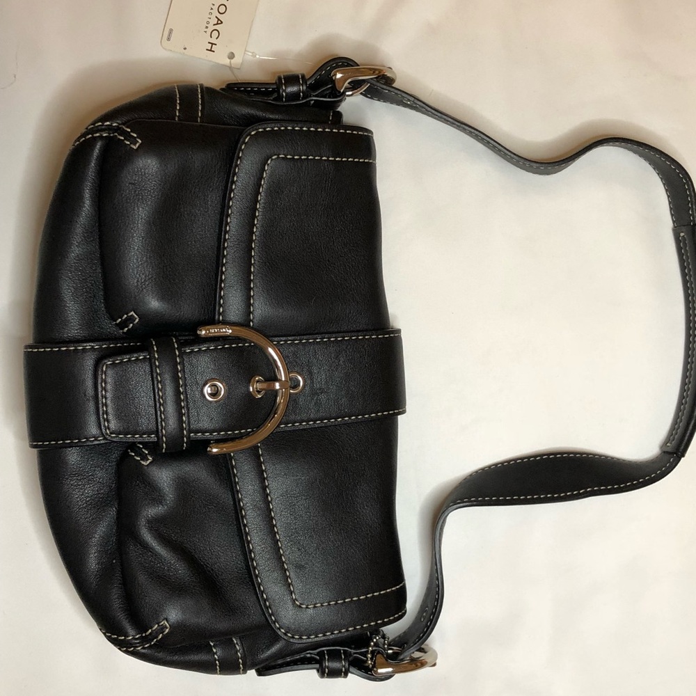 Coach Black Soho Double Pocket Buckle Flap Purse.